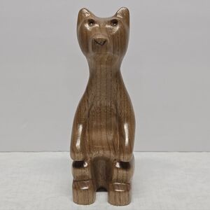 Vintage MCM Handcarved Wooden Long Neck Sitting Bear Cottage Hunting Avant Garde